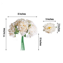 5 Flower Head Bouquet | Blush/Cream Artificial Silk Peonies Spray Bush