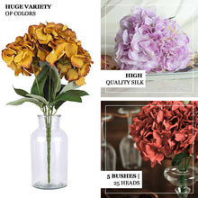 5 Bushes | Lavender Artificial Silk Hydrangea Flowers, Faux Bouquets
