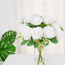 2 Bushes | 18inch White Artificial Silk Rose Flower Bouquet Stems