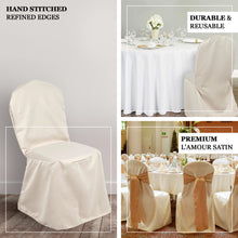 Toffee Lamour Satin Large Banquet Chair Cover, Crown Back Reusable Chair Cover